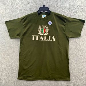 JHK Mens Graphic T-Shirt Green Size XL 100% Cotton Short Sleeve Pullover Italia